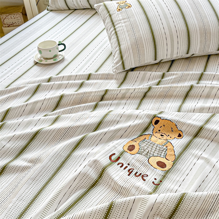 91家纺网 家纺一手货源 找家纺 笙意家纺2025新款全棉老粗布单品单床单 莫奈绿