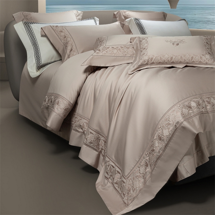 91家纺网 家纺一手货源 找家纺 高大尚婚庆馆 2025新款长绒棉四件套-简奢 简奢-卡其色