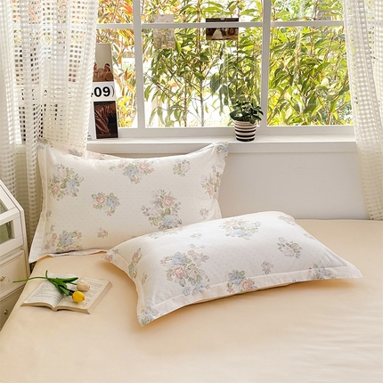 元元被芯 2025新款40支13372全棉印花全棉枕套 花舞