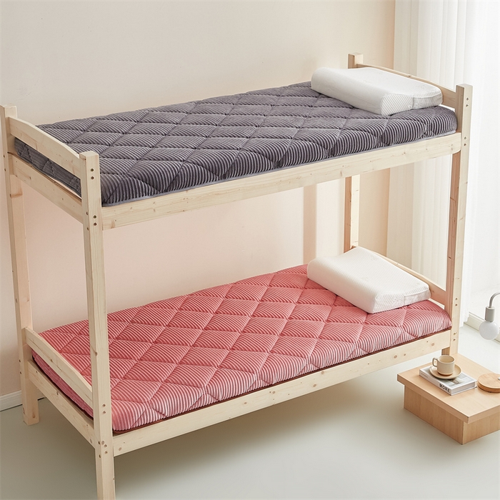 91家纺网 家纺一手货源 找家纺 2025新款柔软舒适魔法绒棉花床垫系列-学生款 清新粉