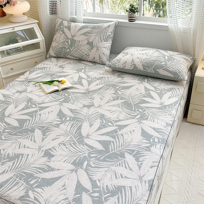 91家纺网 家纺一手货源 找家纺 元元被芯 2025新款40支13372全棉印花全棉隐藏式夹棉床笠 蔓羽