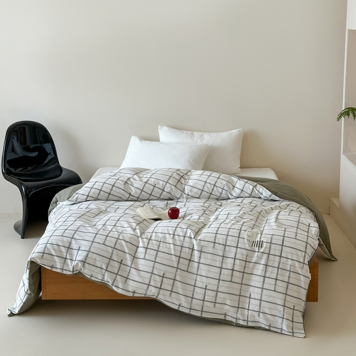 91家纺网 家纺一手货源 找家纺 月夏 2025新款全棉双层纱被套全棉被套单被套 吉尔伯特-米白