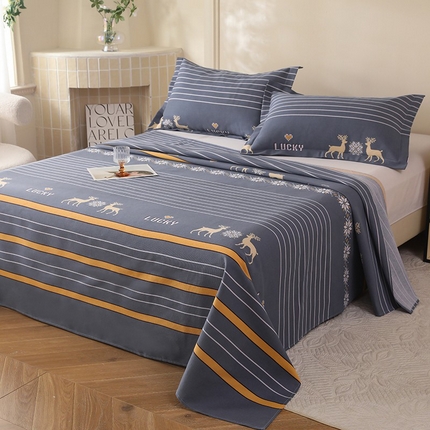 91家纺网 家纺一手货源 找家纺 幸嘉轩2025新款亲肤舒适床单三件套 鹿缘