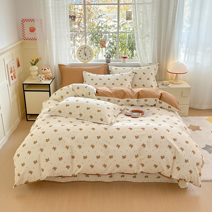 91家纺网 家纺一手货源 找家纺 元元被芯 2025新款40支13372全棉印花全棉四件套 熊尼