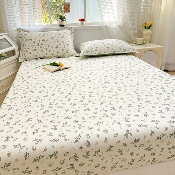 91家纺网 家纺一手货源 找家纺 元元被芯 2025新款40支13372全棉印花全棉床笠 绿意