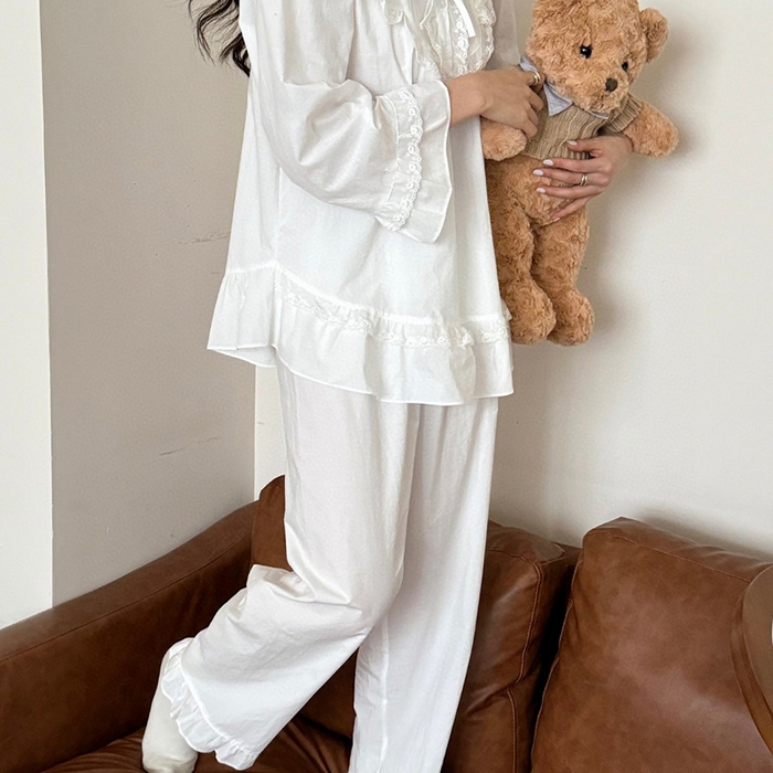 91家纺网 家纺一手货源 找家纺 （总）妍景家居生活馆 2025新款韩系蕾丝蝴蝶结纯白