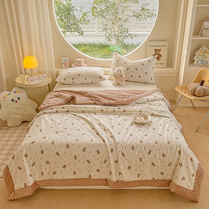 91家纺网 家纺一手货源 找家纺 梦依依 2025新款40支全棉豆豆被大豆被夏被春秋被子被芯 加微信送买家秀 小呆熊