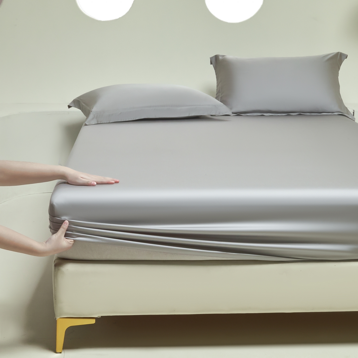 91家纺网 家纺一手货源 找家纺 618家纺 2025新款60S100支兰精天丝单品-单床笠 天丝银河灰