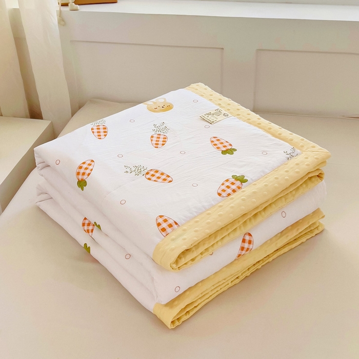 91家纺网 家纺一手货源 找家纺 鑫棉坊 2025新款A类水洗棉豆豆双层纱棉花夏凉被 萝卜兔