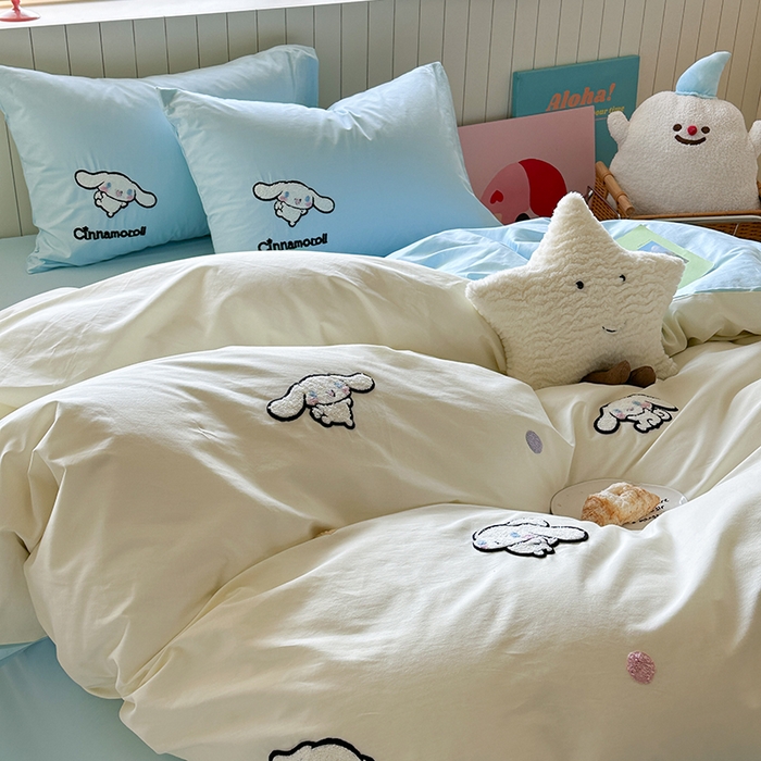 91家纺网 家纺一手货源 找家纺 金爱家 2025新款全棉毛巾绣四件套 毛巾绣-点点玉桂狗