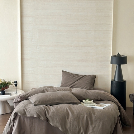 梦享生活家居 2025新款全棉三层肌理提花四件套-素写系列 素写-可可棕