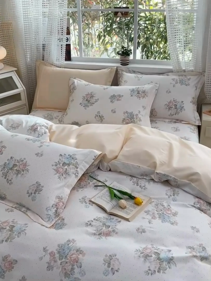 91家纺网 家纺一手货源 找家纺 元元被芯 2025新款40支13372全棉印花全棉被套夹棉四件套 花舞