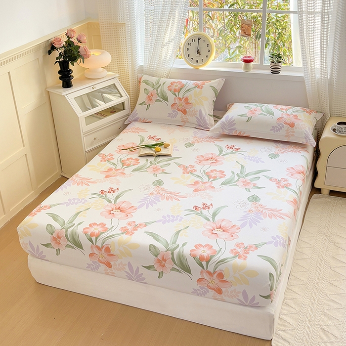 91家纺网 家纺一手货源 找家纺 元元被芯 2025新款40支13372全棉印花全棉床笠 半夏