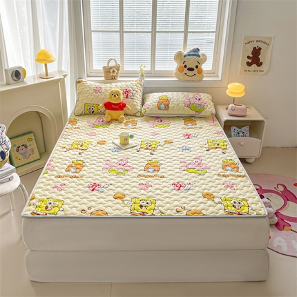 迪梦思家纺 2025新款A类正版授权卡通印花水洗棉夹棉学生床护垫 汉堡海绵