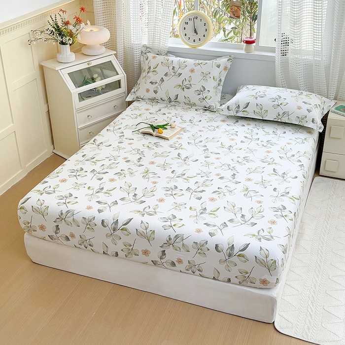 91家纺网 家纺一手货源 找家纺 元元被芯 2025新款40支13372全棉印花全棉床笠 春溪