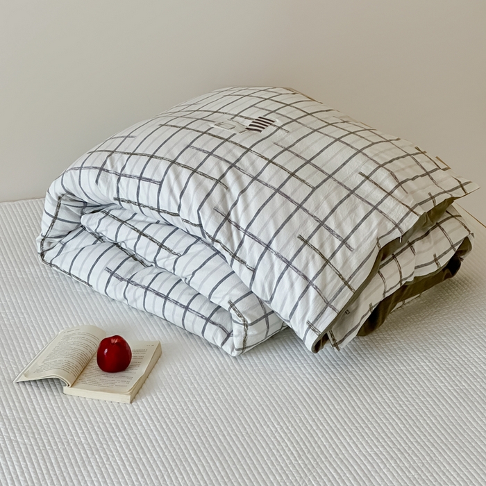 91家纺网 家纺一手货源 找家纺 月夏 2025新款全棉双层纱被套全棉被套单被套 吉尔伯特-米白