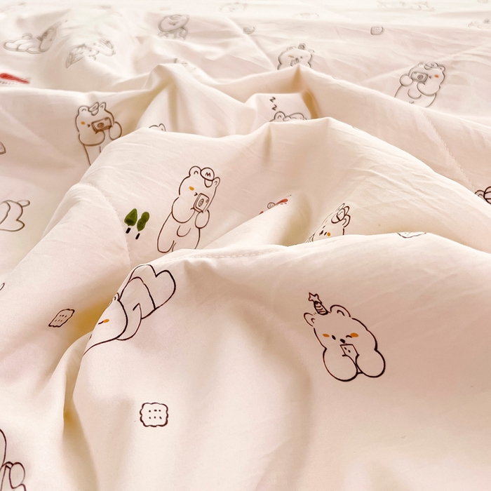 91家纺网 家纺一手货源 找家纺 鑫棉坊 2025新款A类水洗棉豆豆双层纱棉花夏凉被 可爱小熊