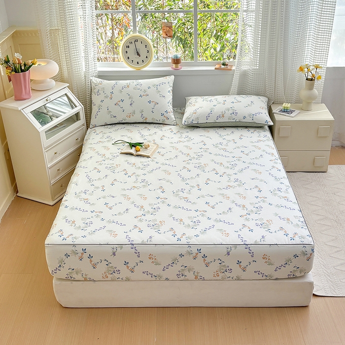 91家纺网 家纺一手货源 找家纺 元元被芯 2025新款40支13372全棉印花全棉隐藏式夹棉床笠 硕果