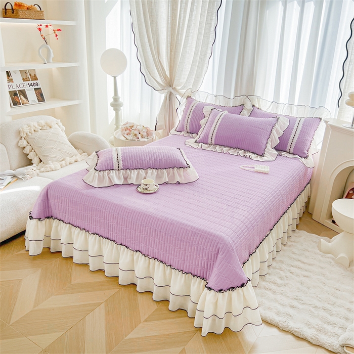 91家纺网 家纺一手货源 找家纺 虹星家纺 2025年新款全棉床盖四件套-花影倾梦 花影倾梦-优雅紫