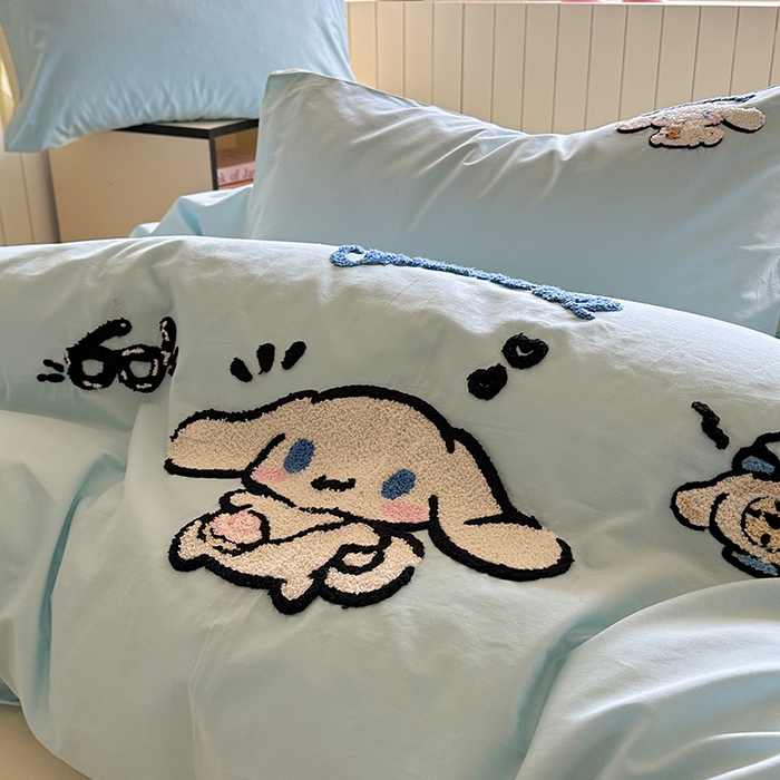 91家纺网 家纺一手货源 找家纺 金爱家 2025新款全棉毛巾绣四件套 毛巾绣-开心玉桂狗