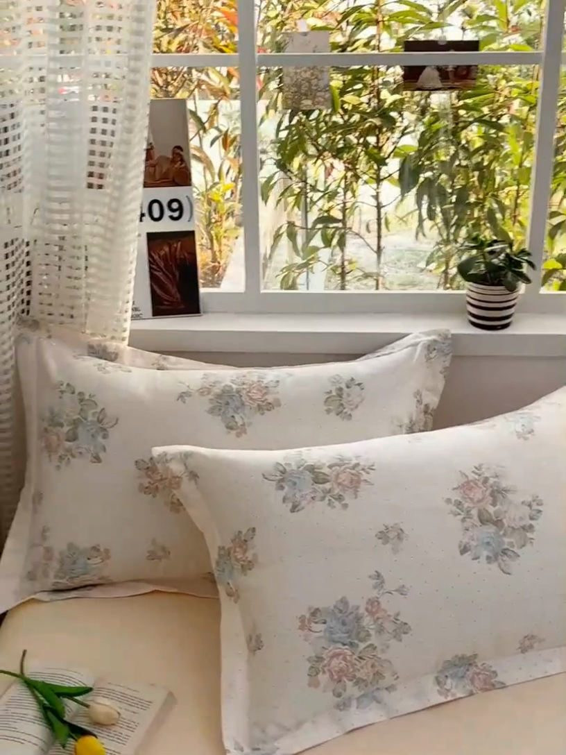 91家纺网 家纺一手货源 找家纺 元元被芯 2025新款40支13372全棉印花全棉枕套 花舞