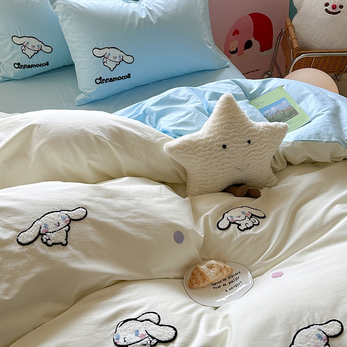 91家纺网 家纺一手货源 找家纺 金爱家 2025新款全棉毛巾绣四件套 毛巾绣-点点玉桂狗