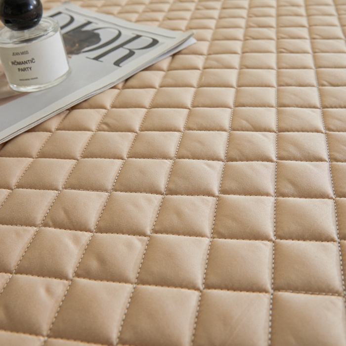 91家纺网 家纺一手货源 找家纺 由有2025新款60S长绒棉绗缝大豆夹棉床垫床褥床笠 床笠-香槟咖