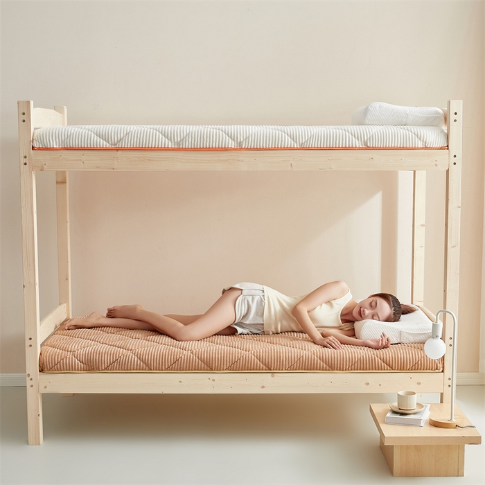 91家纺网 家纺一手货源 找家纺 2025新款柔软舒适魔法绒棉花床垫系列-学生款 驼色