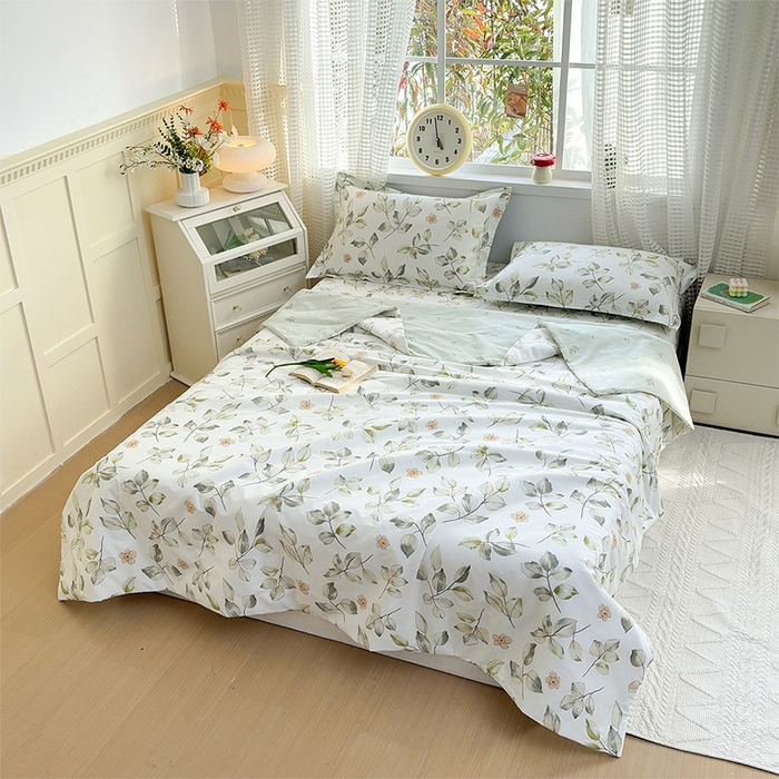 91家纺网 家纺一手货源 找家纺 元元被芯 2025新款40支13372全棉印花夏被四件套 春溪