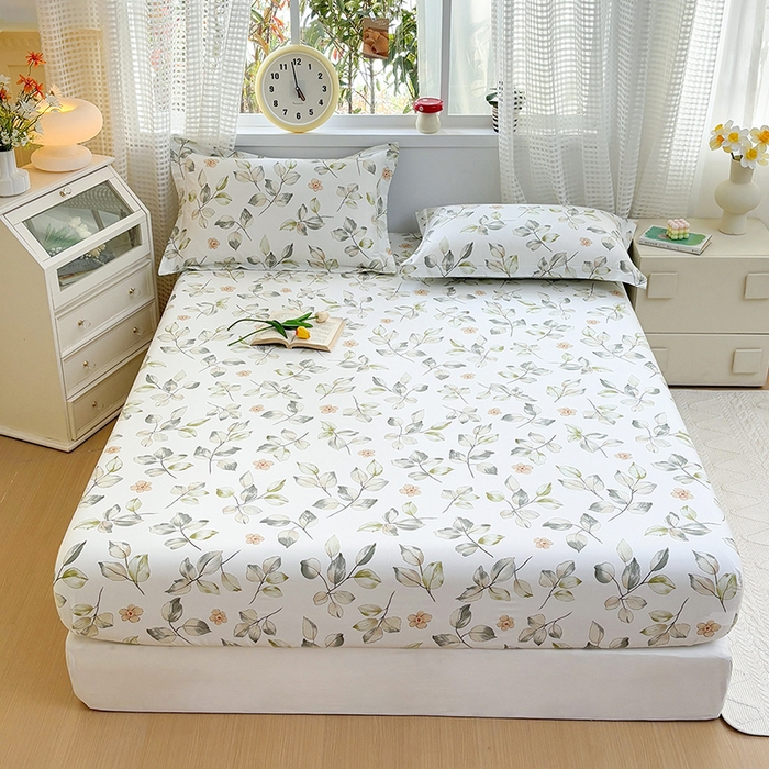 91家纺网 家纺一手货源 找家纺 元元被芯 2025新款40支13372全棉印花全棉床笠 春溪