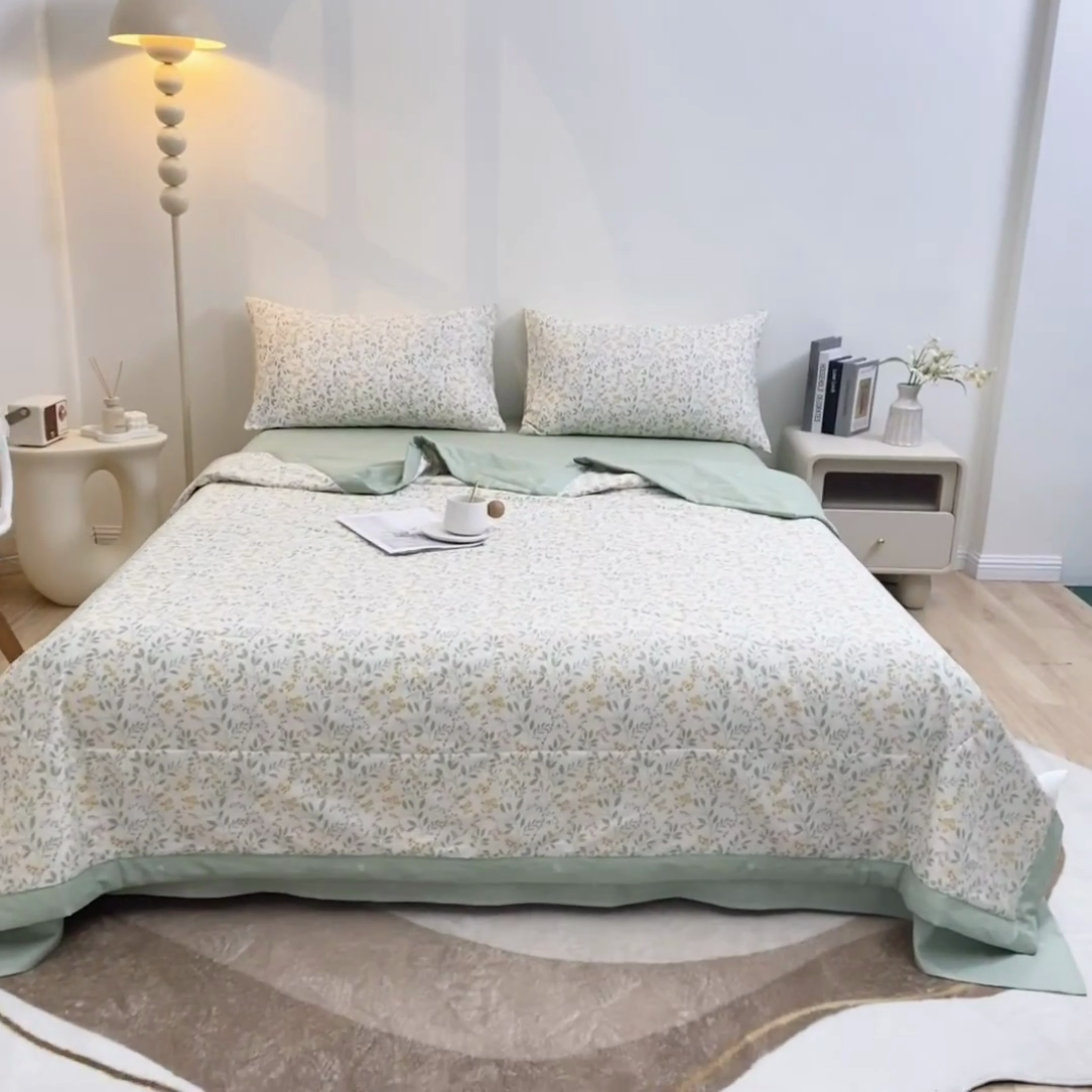 91家纺网 家纺一手货源 找家纺 鑫棉坊 2025新款A类全棉印花大豆纤维空调被大豆被 千野-黄