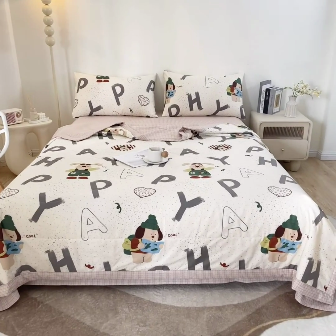 91家纺网 家纺一手货源 找家纺 鑫棉坊 【又降价啦】2025新款全棉A类印花纯棉花夏被可机洗空调被 蒙奇奇-米