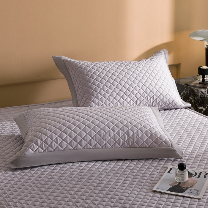 91家纺网 家纺一手货源 找家纺 由有2025新款60S长绒棉绗缝大豆夹棉床垫床褥床笠 床笠-莫奈紫