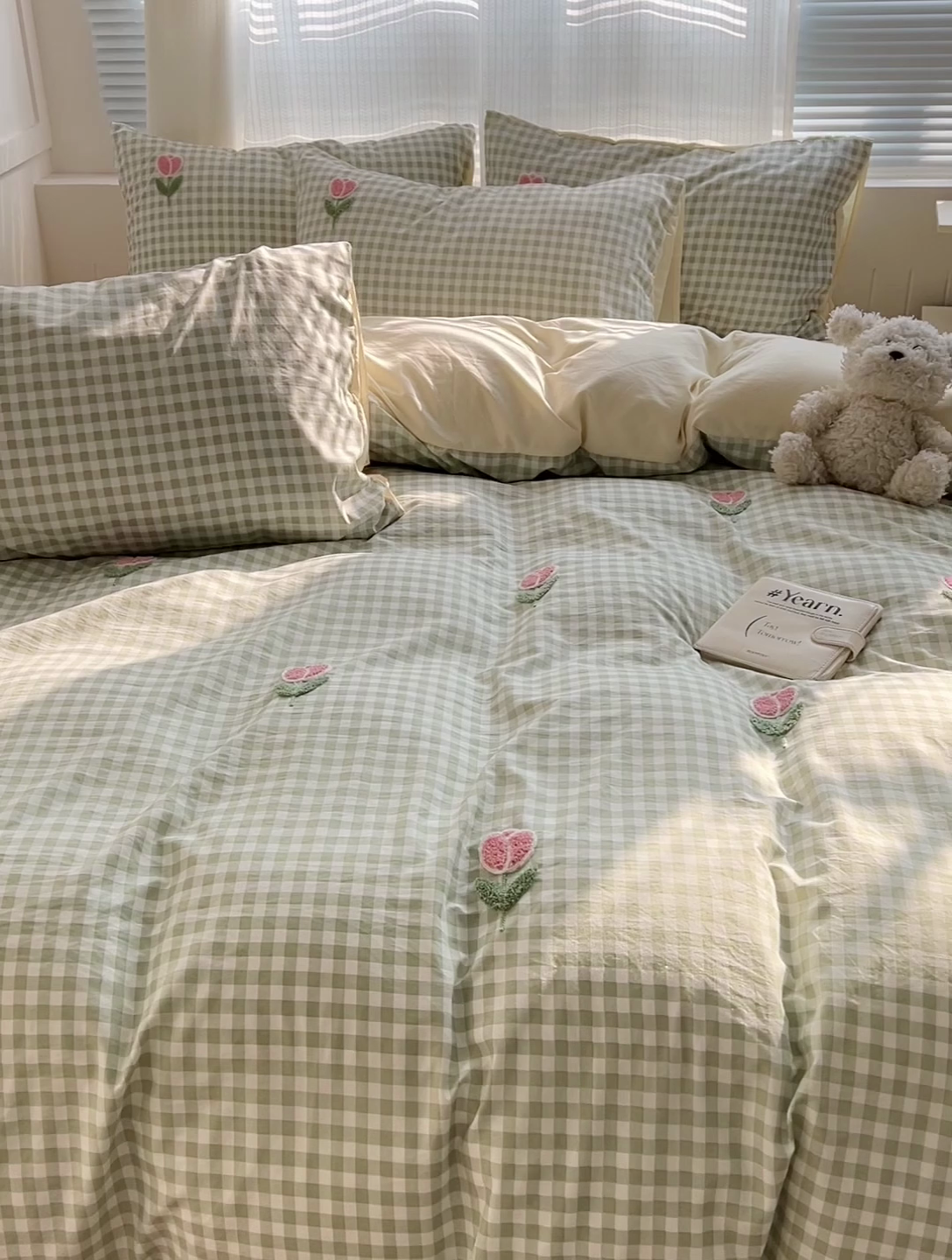 91家纺网 家纺一手货源 找家纺 （总）灰鲸2025新款ins韩系田园风郁金香毛巾绣四件套