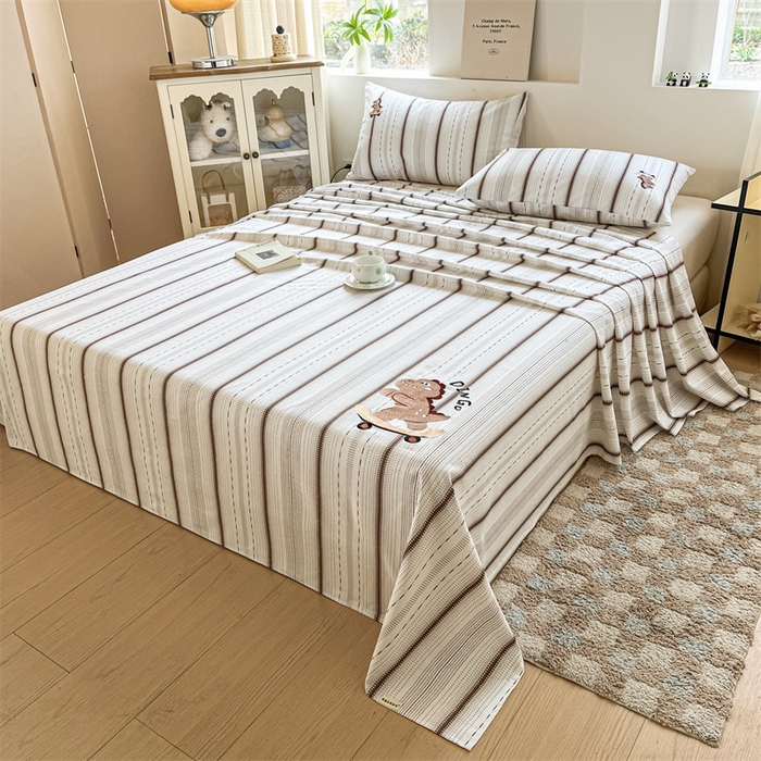 91家纺网 家纺一手货源 找家纺 笙意家纺2025新款全棉老粗布单品单床单 莫奈咖