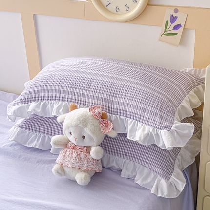 91家纺网 家纺一手货源 找家纺 （总）老K (原美阁） 2025新款亲肤舒适针织棉泡泡纱花边单枕套