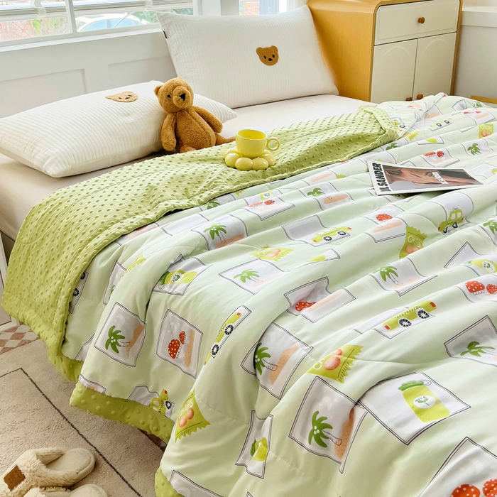 91家纺网 家纺一手货源 找家纺 鑫棉坊 2025新款A类水洗棉豆豆双层纱棉花夏凉被 绿野仙踪