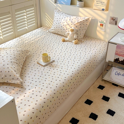 91家纺网 家纺一手货源 找家纺 （总）百寐2025新款全棉13372床笠被套单品枕套三四件套学生组合加大单件-单床笠单床单