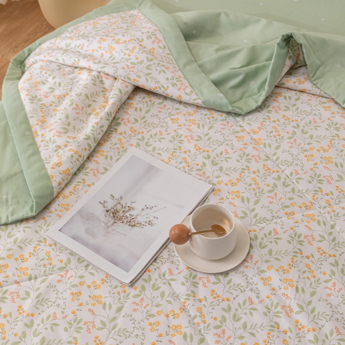 91家纺网 家纺一手货源 找家纺 鑫棉坊 2025新款A类全棉印花大豆纤维空调被大豆被 千野-黄