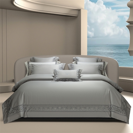 高大尚婚庆馆 2025新款长绒棉四件套-简奢 简奢-绅士灰