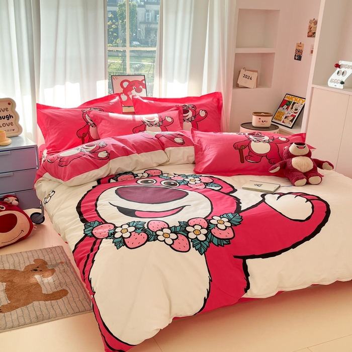 91家纺网 家纺一手货源 找家纺 典曼家纺 2025新款迪士尼大版印花卡通四件套 草莓梦