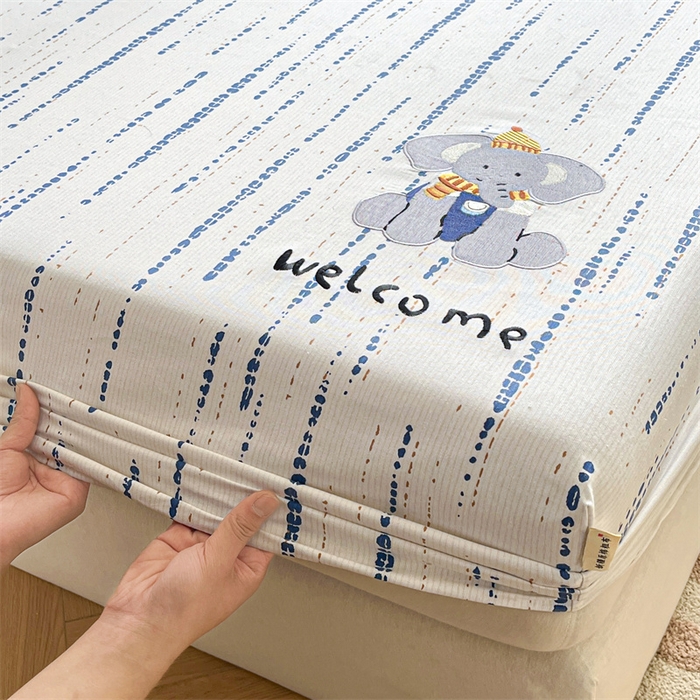 91家纺网 家纺一手货源 找家纺 笙意家纺2025新款全棉老粗布单床笠 小飞象-彩兰