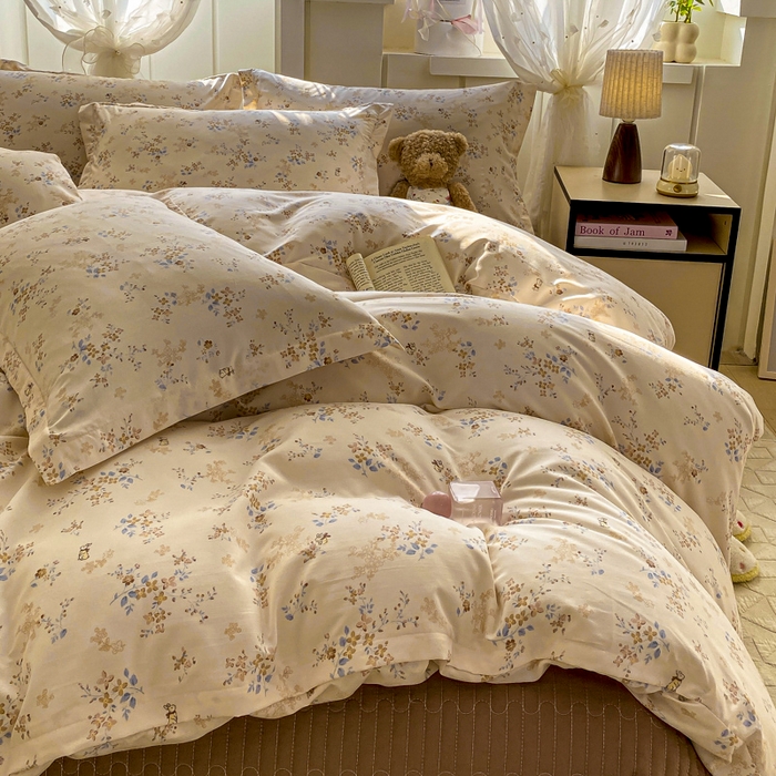 91家纺网 家纺一手货源 找家纺 梦莱斯 2025直播爆款公主风A类针织棉床盖四件套AA版被套 花边梦语