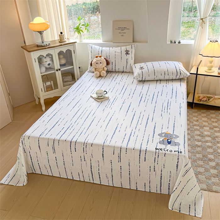 91家纺网 家纺一手货源 找家纺 笙意家纺2025新款全棉老粗布单品单床单 流星雨-兰