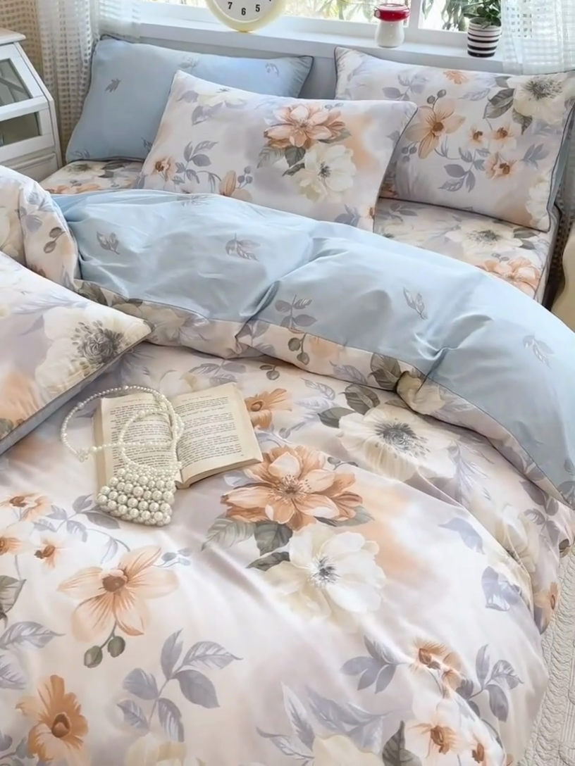 91家纺网 家纺一手货源 找家纺 元元被芯 2025新款40支13372全棉印花全棉隐藏式夹棉被套 梦湘