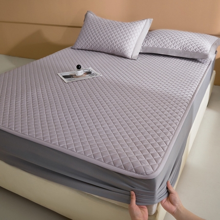 由有2025新款60S长绒棉绗缝大豆夹棉床垫床褥床笠 床笠-莫奈紫