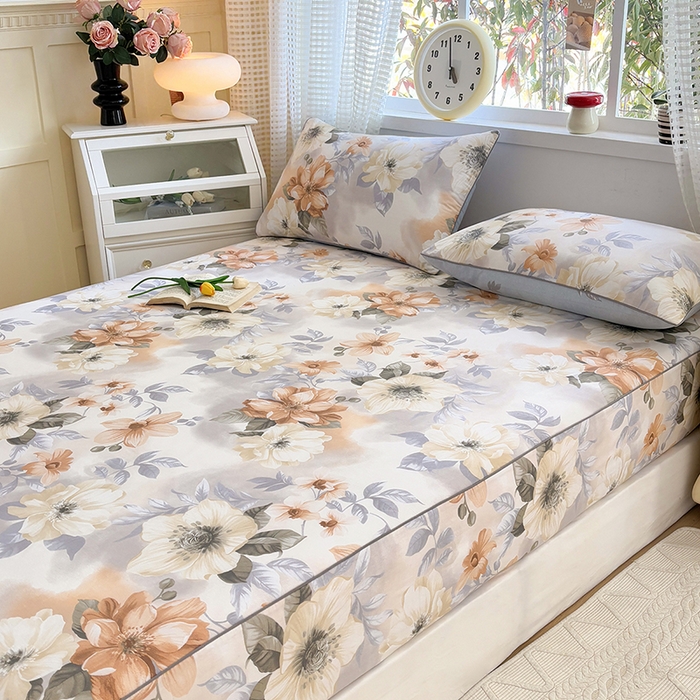 91家纺网 家纺一手货源 找家纺 元元被芯 2025新款40支13372全棉印花全棉隐藏式夹棉床笠 梦湘