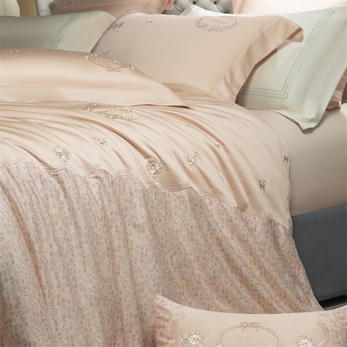 91家纺网 家纺一手货源 找家纺 高大尚婚庆馆 2025新款艾能棉高端绣花四件套-巴黎甜心 巴黎甜心-香妃玉