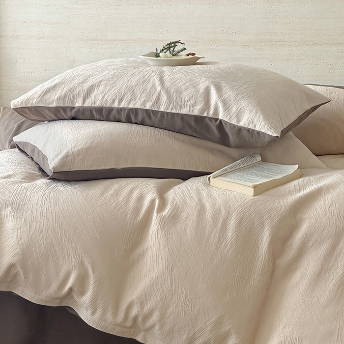 91家纺网 家纺一手货源 找家纺 （总）梦享生活家居 2025新款全棉三层肌理提花四件套-素写系列