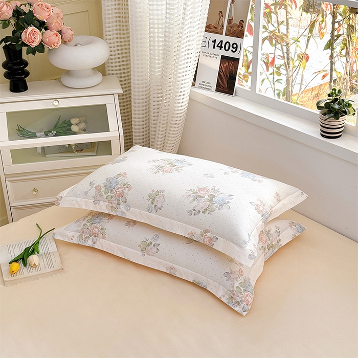 91家纺网 家纺一手货源 找家纺 元元被芯 2025新款40支13372全棉印花全棉枕套 花舞